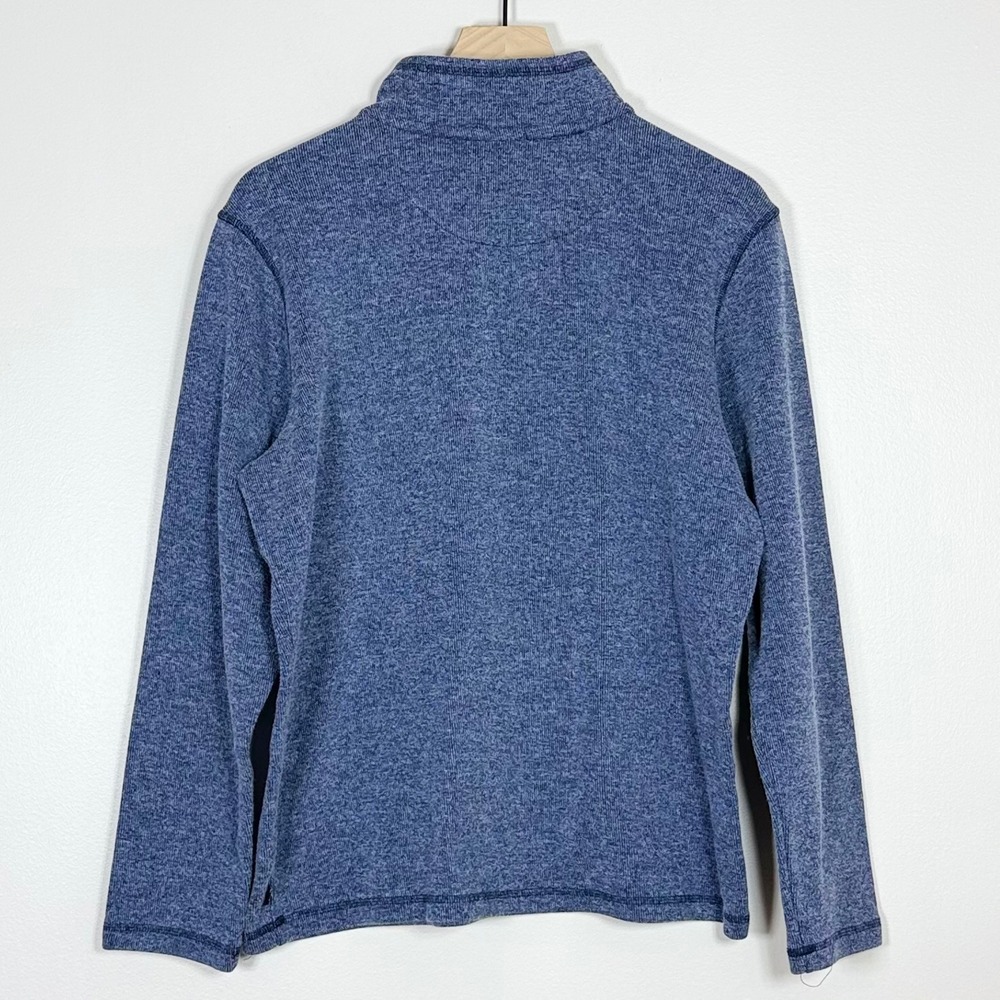 GAP Mens Quarter Zip Pullover Large Blue Marled Knit Mock Neck Casual Classic - Picture 3 of 7